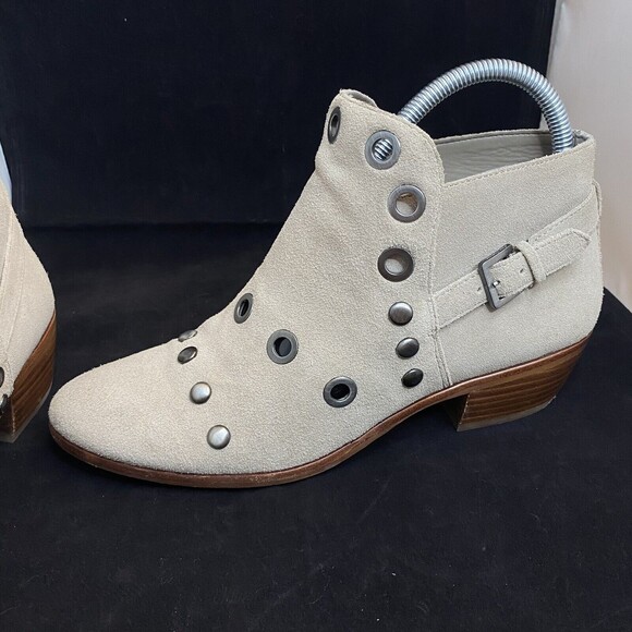 Sam Edelman Pedra Suede Pullon Ankle Boots Putty Taupe Suede Western Booties 8US - Picture 6 of 14